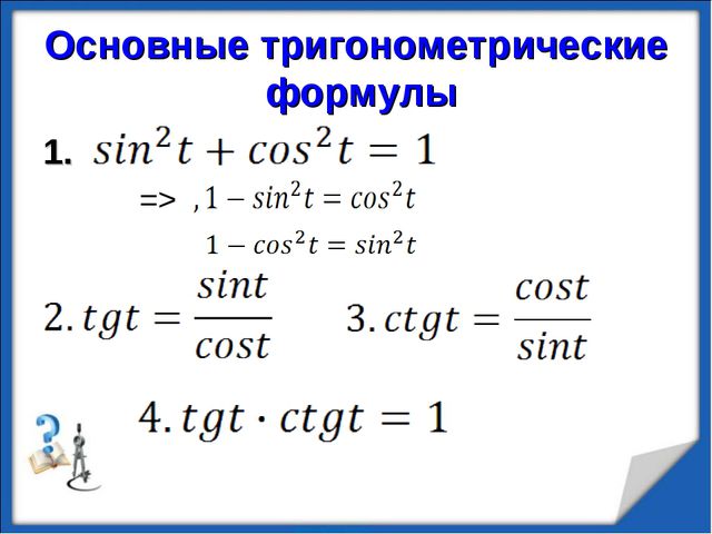 Картинки формулы тригонометрии