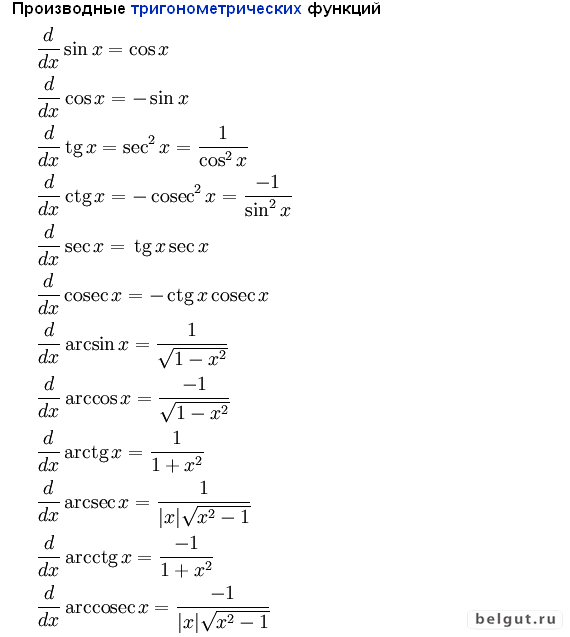 Формула производной косинуса. Производные тригонометрических функций. Производная тригонометрических функций. Производные тригонометрических функций теория. Производные тригонометрических функций формулы таблица.