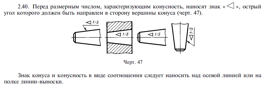 Как обозначить конус на чертеже