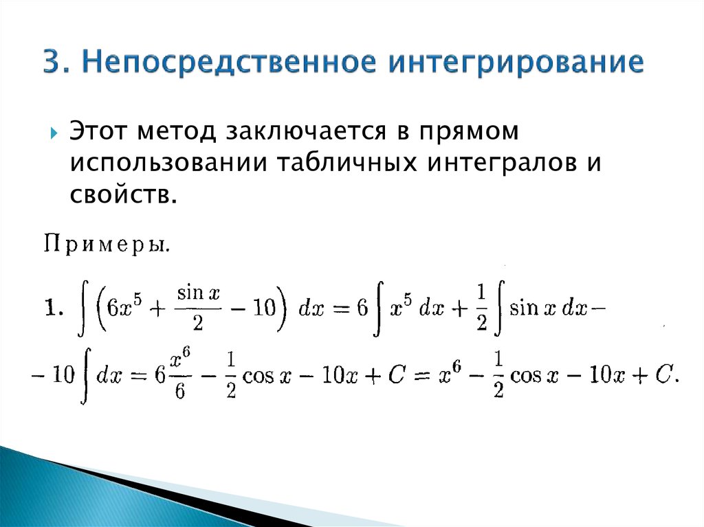 Схема применения определенного интеграла