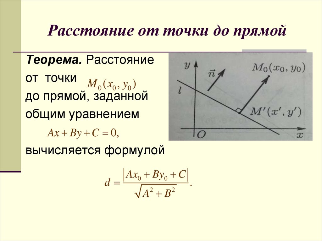 Расстояние от точки до прямой длина