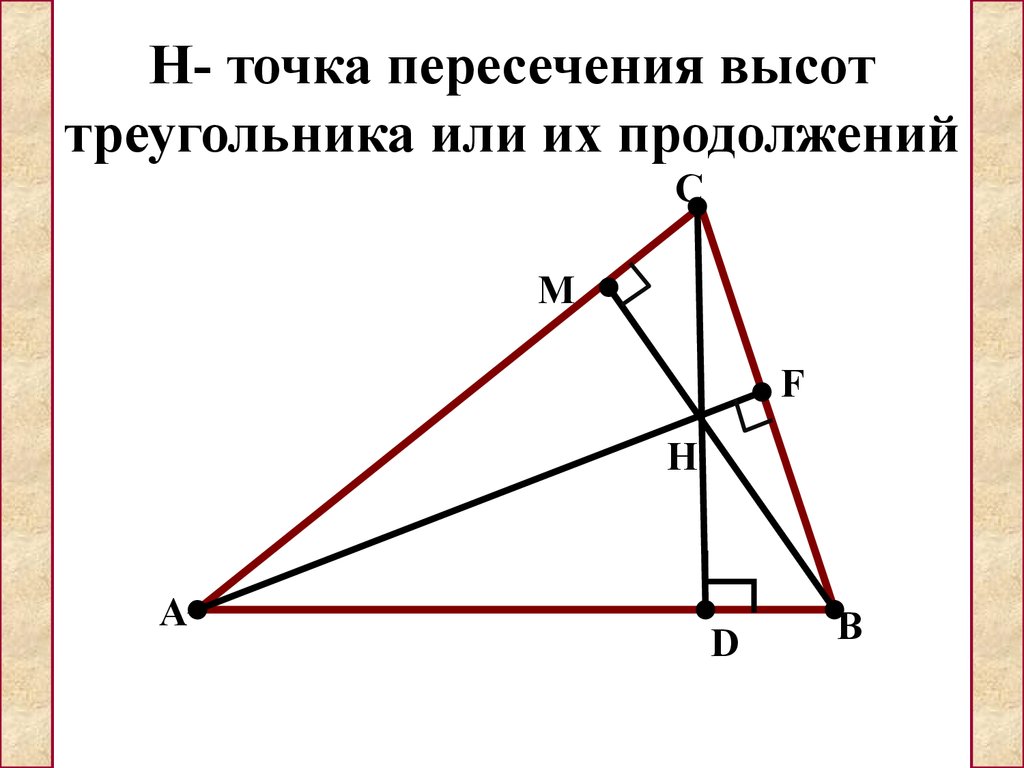 Отношение пересечения высот треугольника. Построение точки пересечения высот треугольника. Точка пересечениявычот. Пересечение высот.