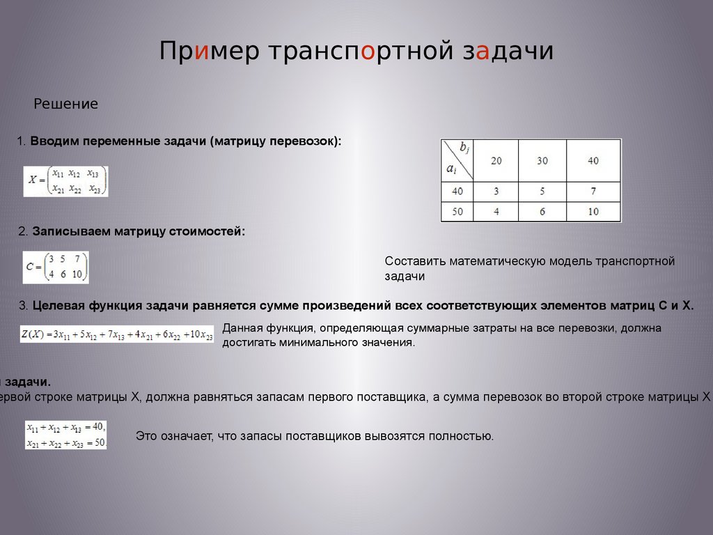 План перевозок в транспортной задаче