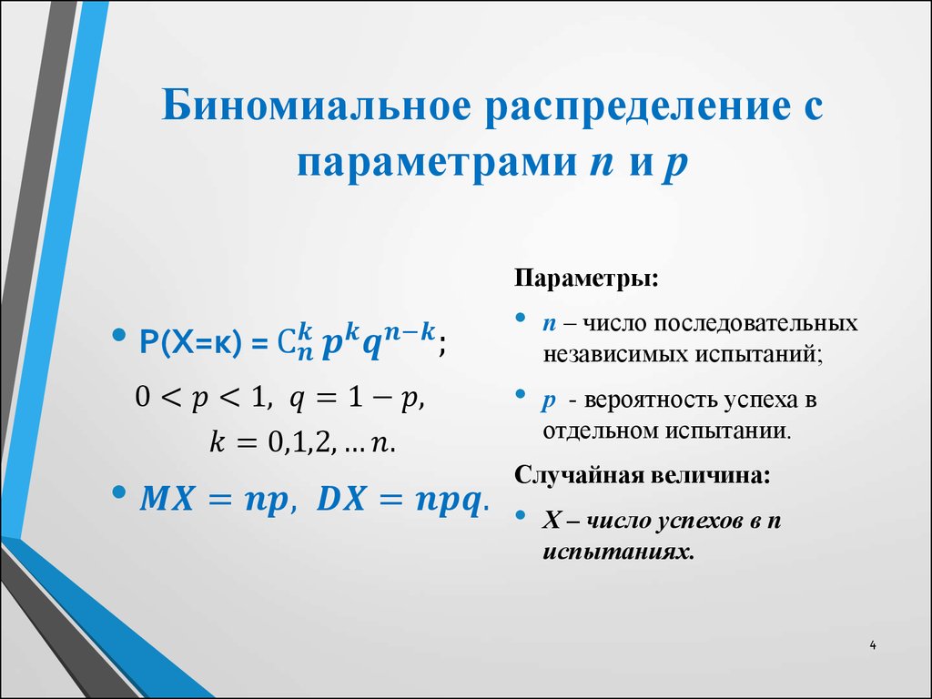 Дисперсия биномиального распределения формула