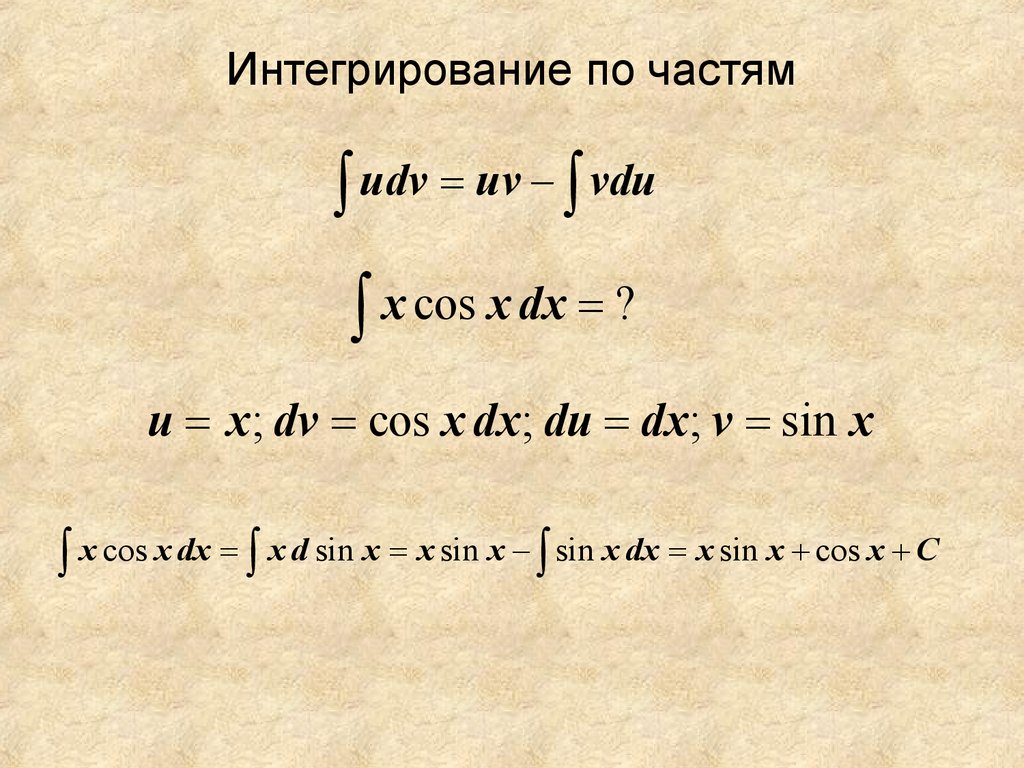 Интегрирование по частям презентация