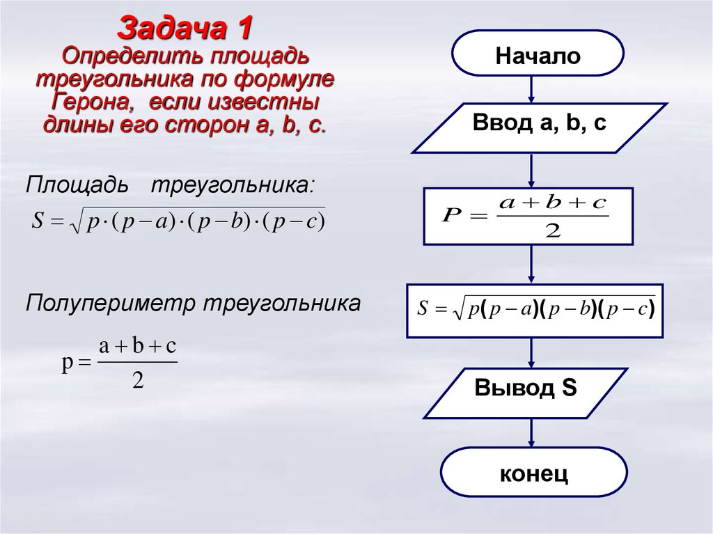 Решение площади треугольника по