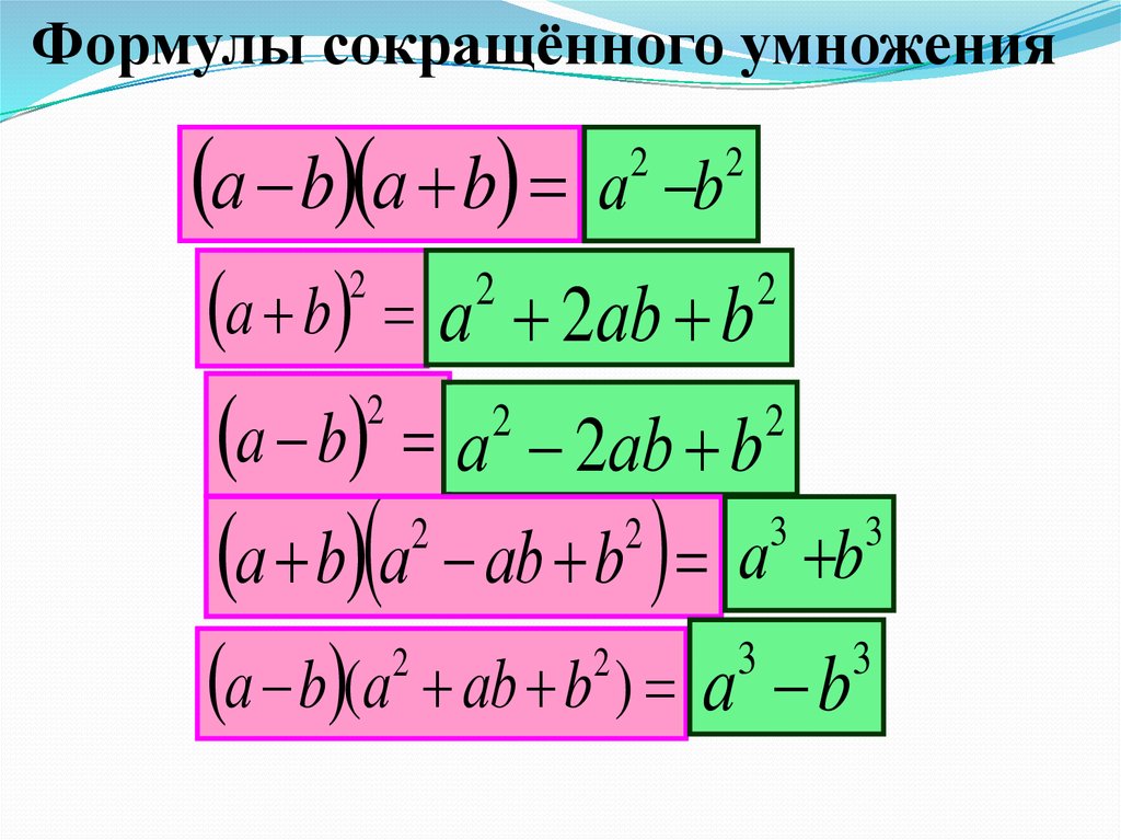 Проект формула сокращенного умножения