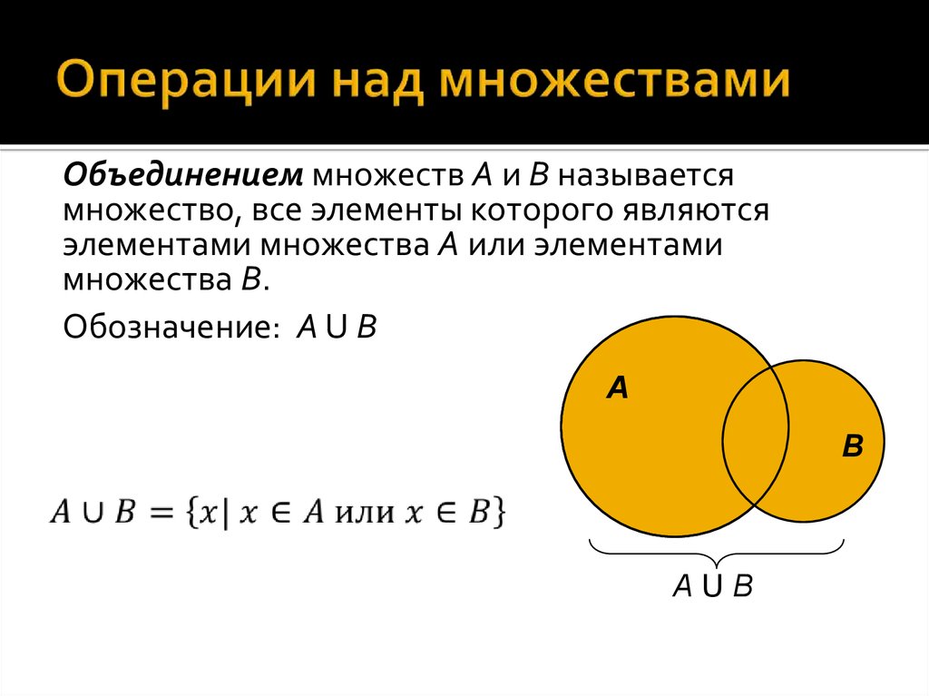 Операцией над множествами а и в результат которой выделен на рисунке