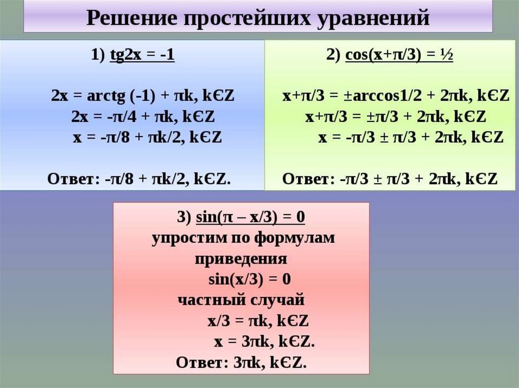 Простые тригонометрические уравнения презентация