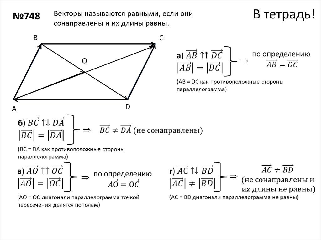 Установите соответствие между рисунками и векторными равенствами