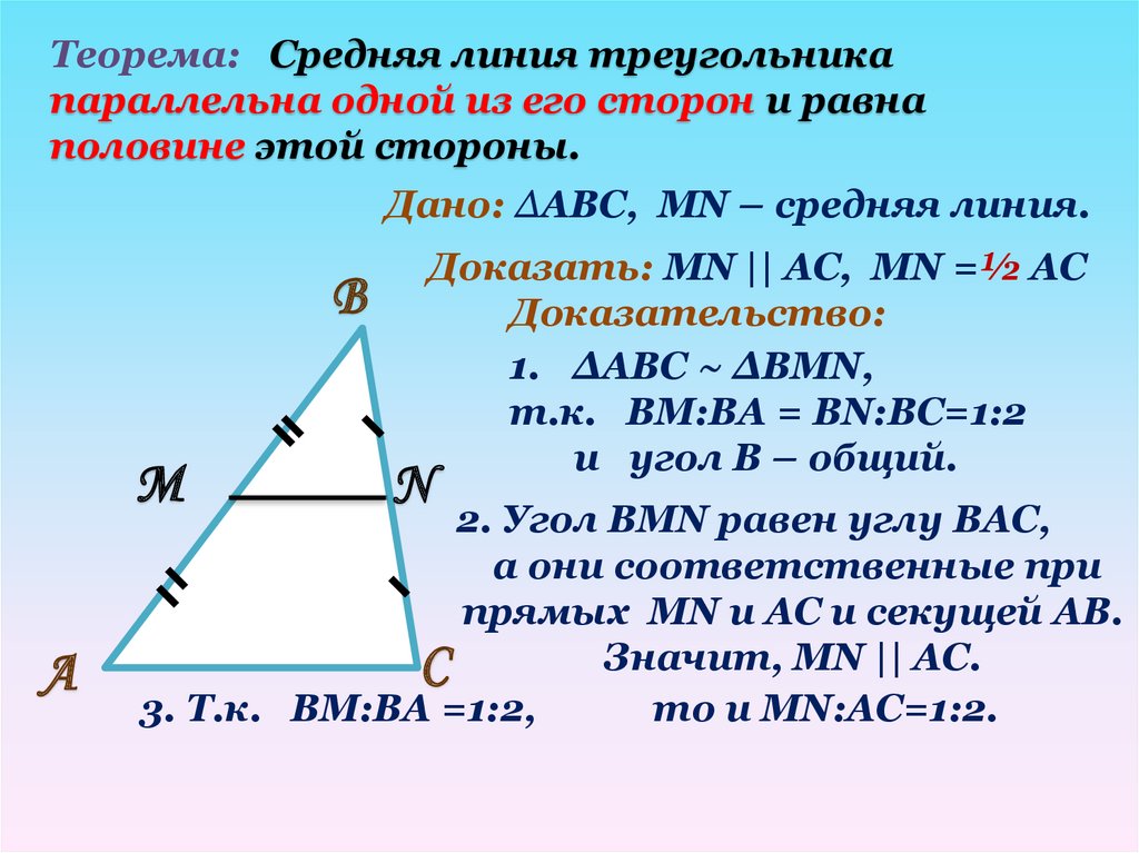 Средняя линия треугольника рисунок