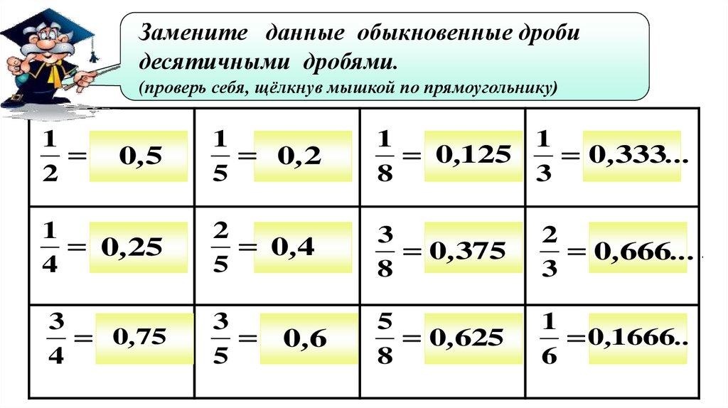 Действия с десятичными и обыкновенными дробями 5 класс презентация