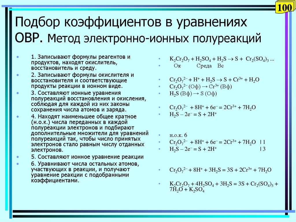 Установите соответствие между схемой полуреакции восстановления и уравнением реакции s 6