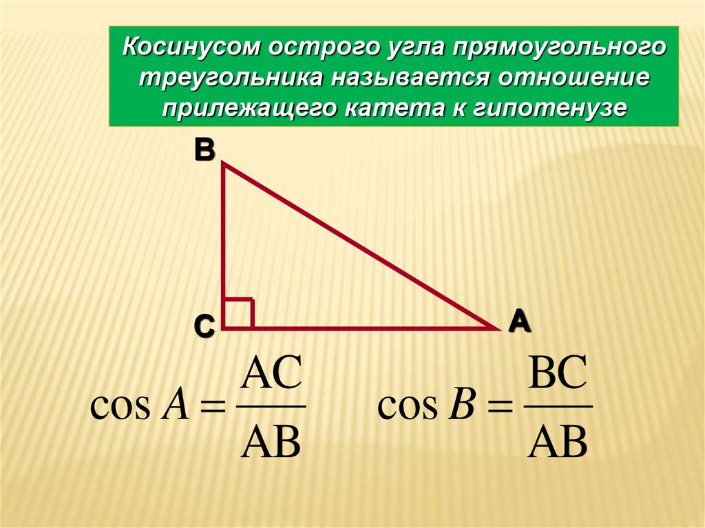 Прилежащий катет и противолежащий на рисунке