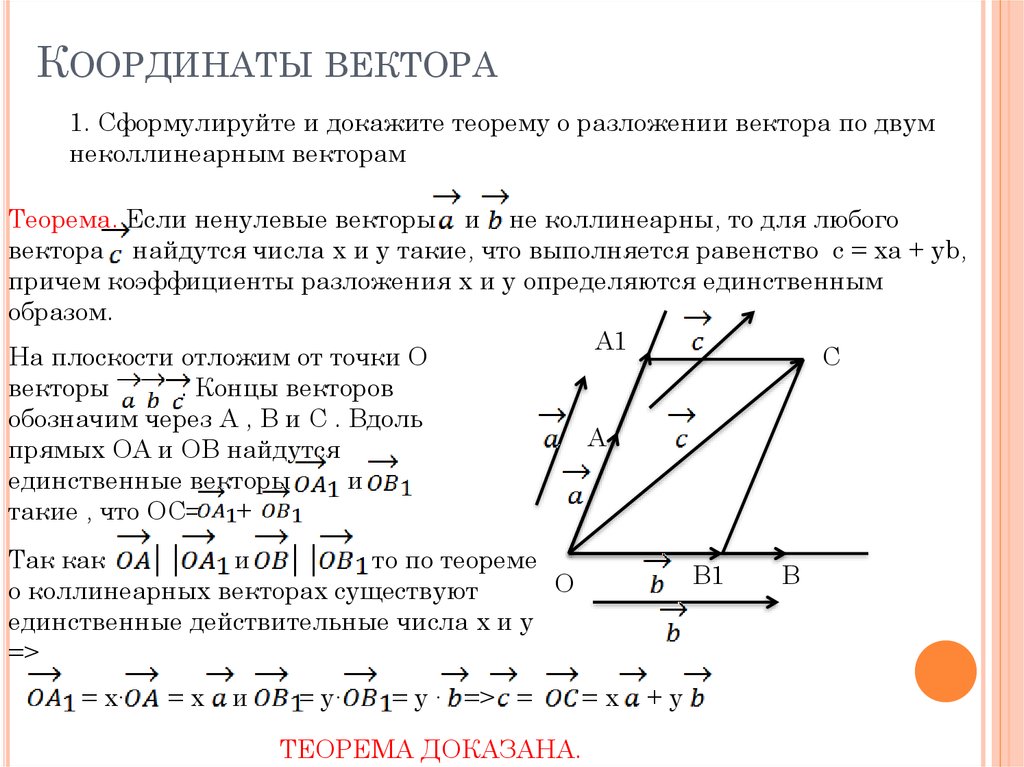 Разложение вектора по двум неколлинеарным векторам 8 класс погорелов презентация