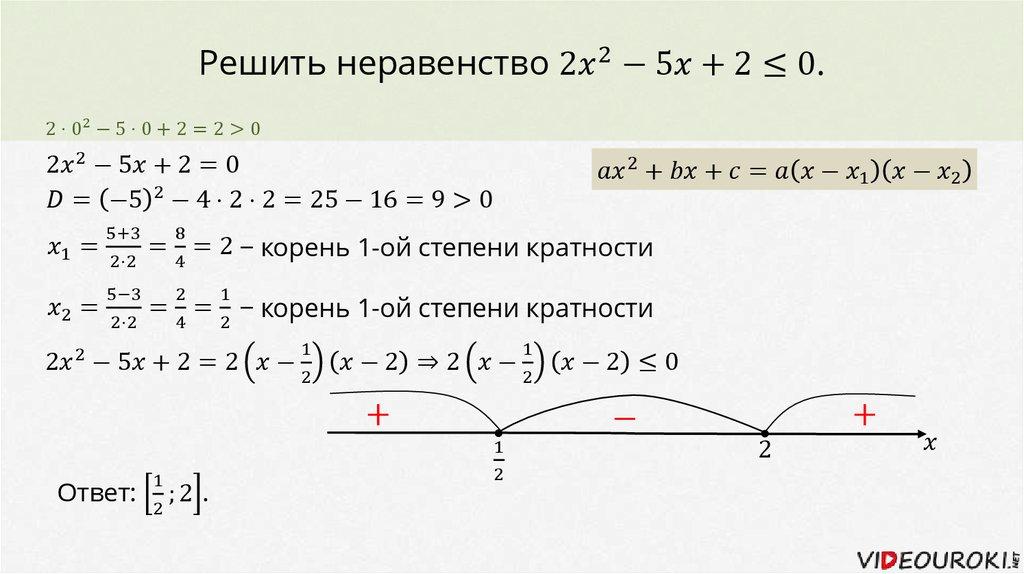 Презентация решение неравенств методом интервалов 9 класс примеры с решением