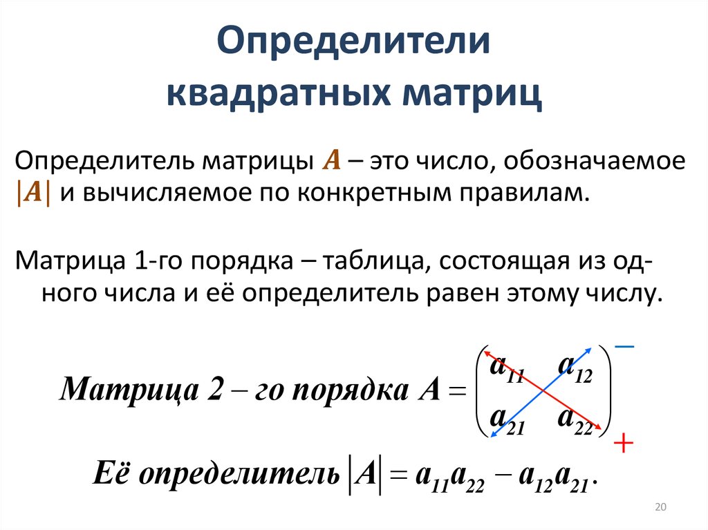 Презентация определитель квадратной матрицы