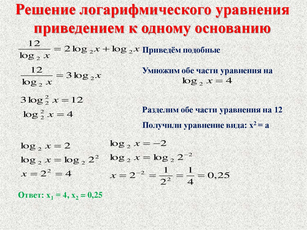 Презентация логарифмические уравнения и их системы