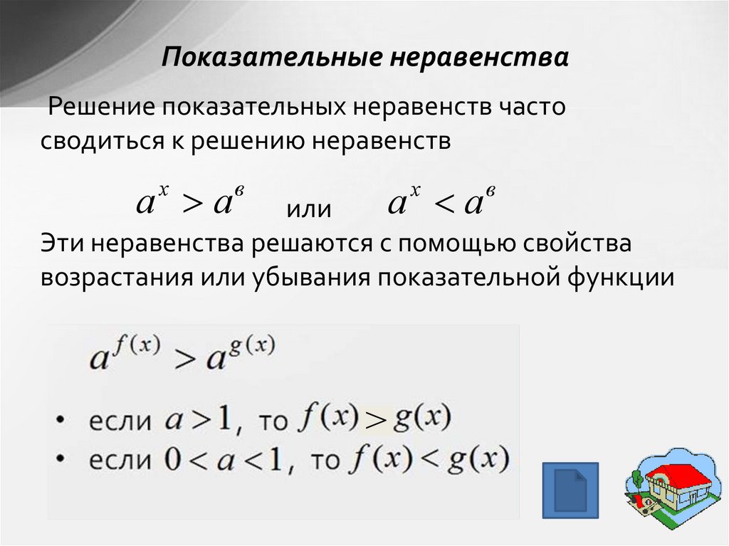 Презентация решение показательных неравенств