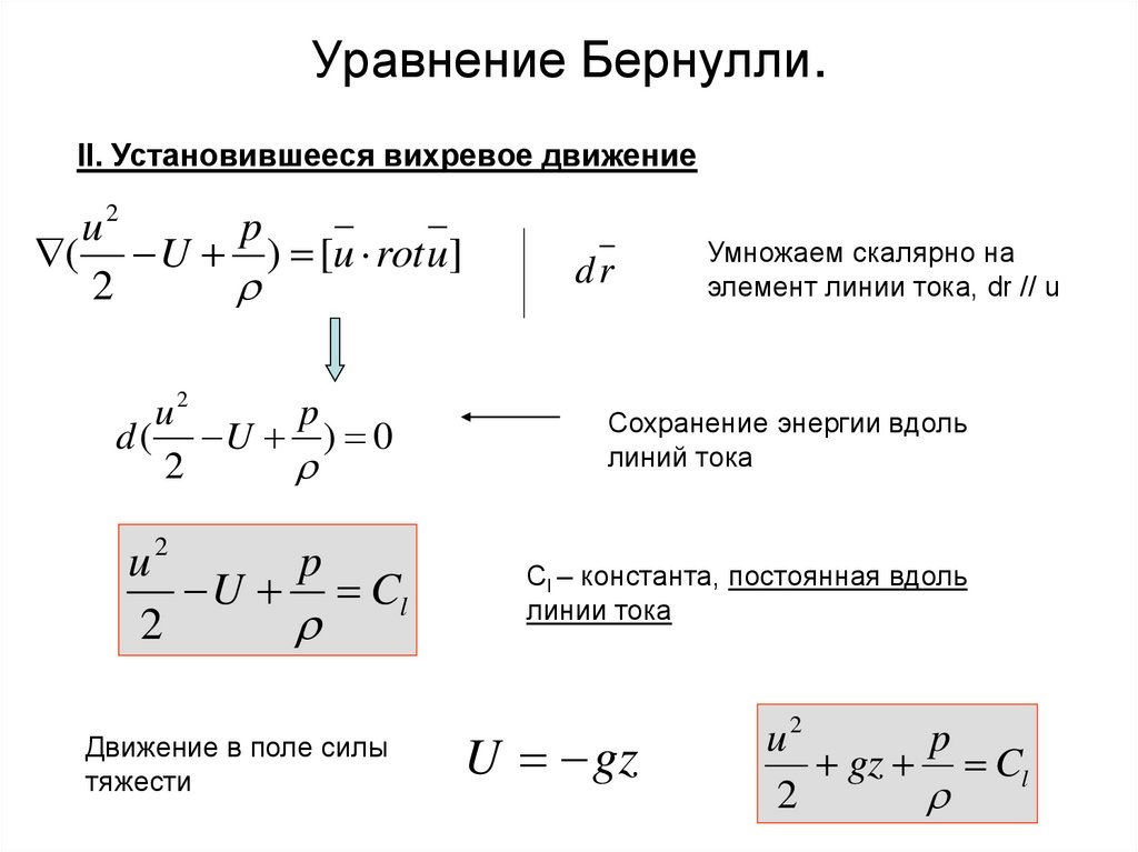 Давление идеальной жидкости. Уравнение Бернулли. Уравнение динамики идеальной жидкости.