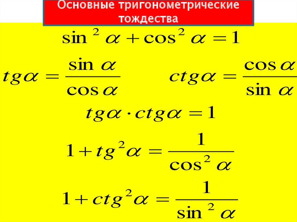 Основный тригонометрические тождества