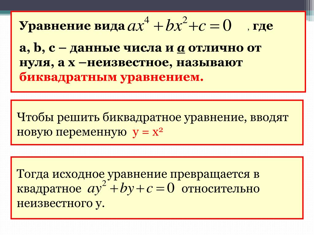 Математика биквадратные уравнения