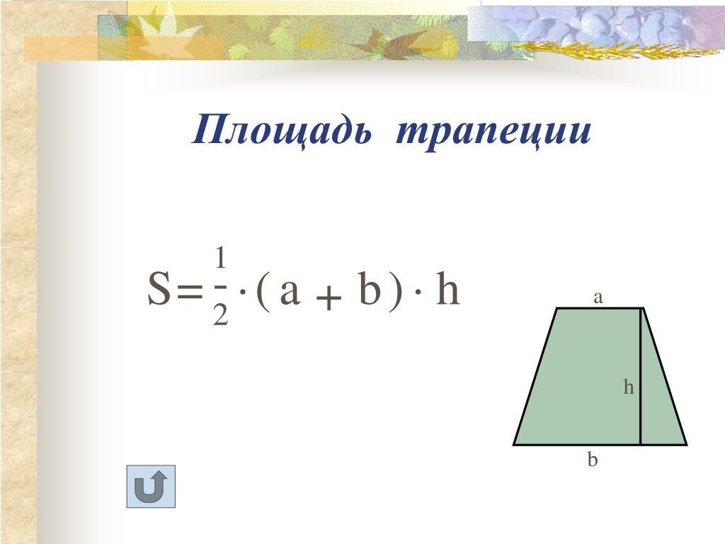 Площадь трапеции чертеж формула