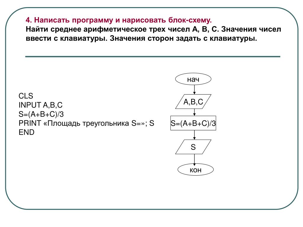 Схема среднего арифметического