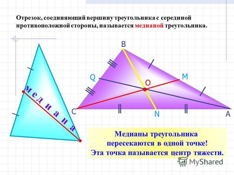 Какой отрезок называется треугольника. Медиана треугольника. Отрезок соединяющий вершину треугольника с серединой. Отрезок соединяющий вершину треугольника с противоположной стороной. Середина треугольника.