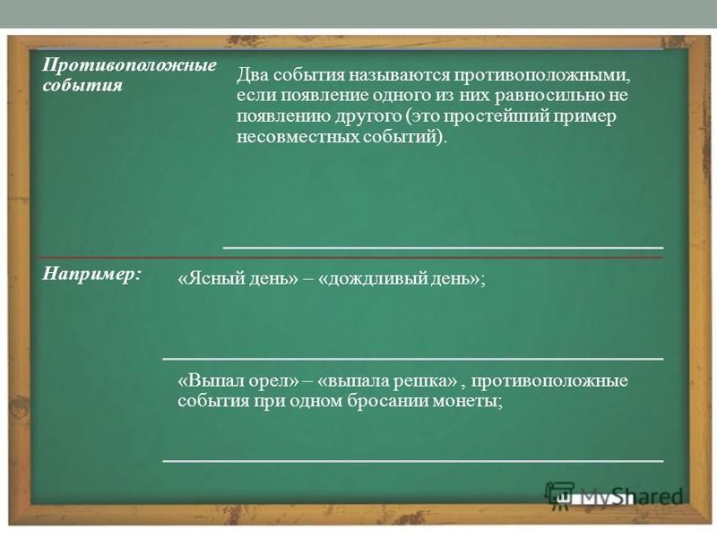 Противоположными событиями называются