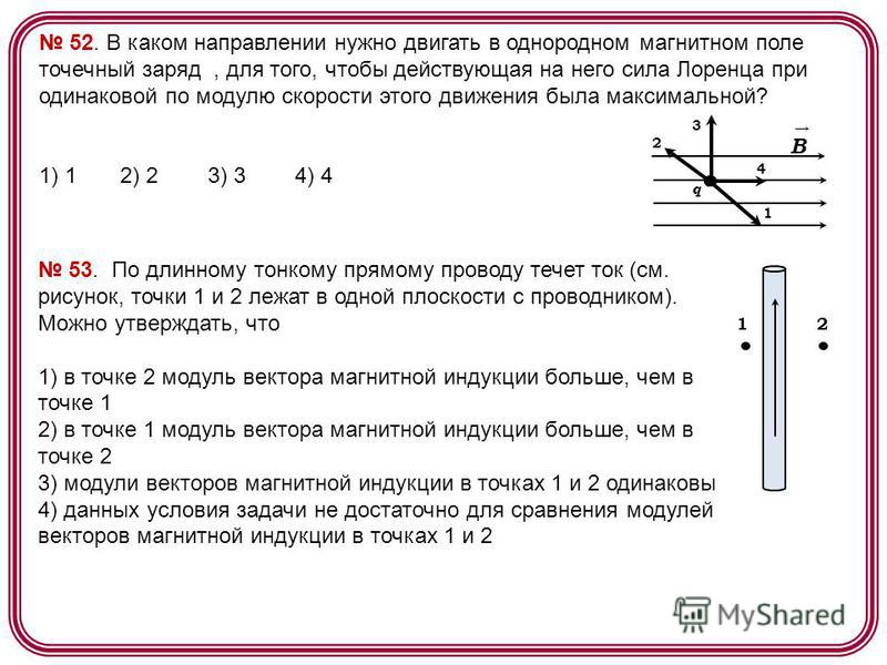 Направление силы в однородном поле