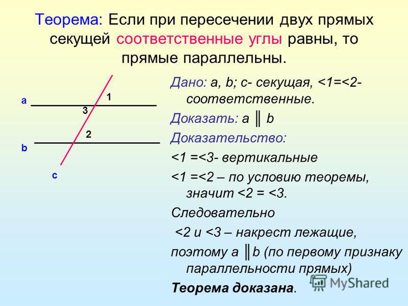 Сумма соответствующих углов равна