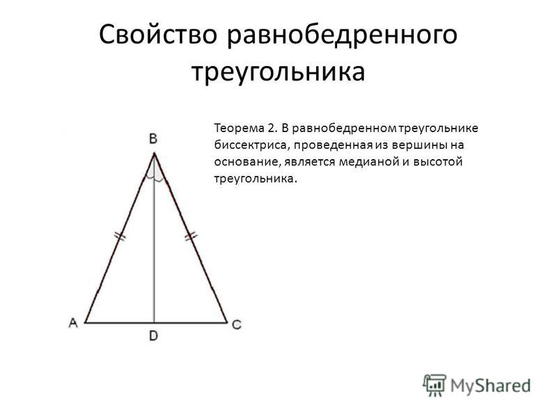 Свойства биссектрисы равнобедренного треугольника