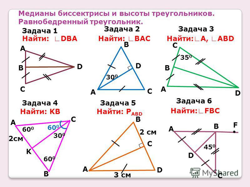 Геометрия 8 класс решение треугольников. Задачи на медиану биссектрису и высоту. Геометрия 7 класс высота биссектриса Медиана треугольника задания. Равнобедренный треугольник решение задач на готовых чертежах. Геометрия 7 класс Медиана биссектриса высота треугольника задачи.