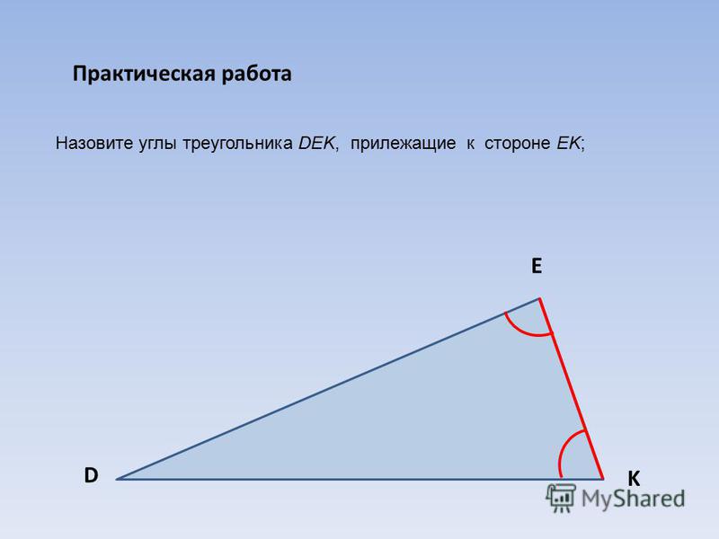 Угол прилежит к стороне треугольника