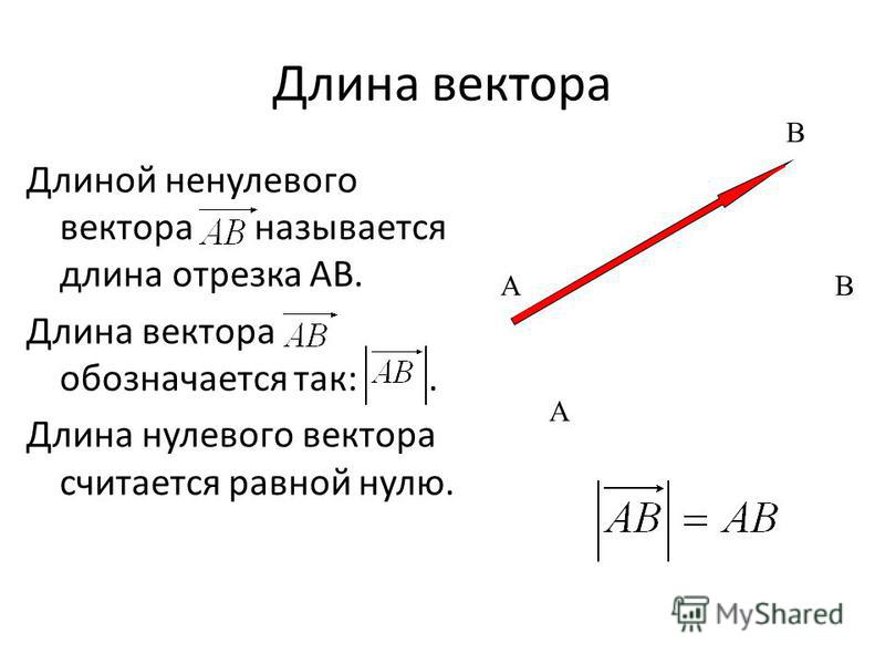 Длина. Как обозначается длина вектора. Определение длины вектора. Длина нулевого вектора. Что называется длиной ненулевого вектора.