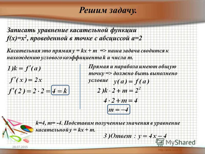 3 уравнение касательной к графику функции