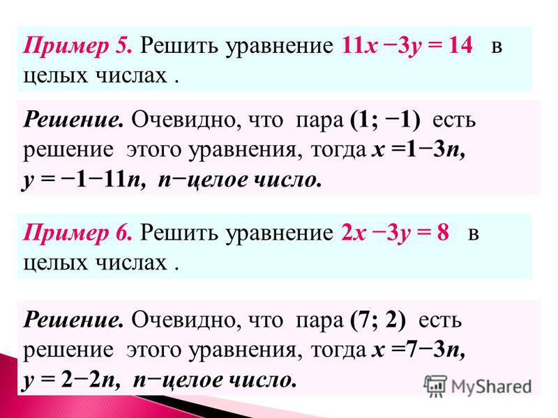 Реши уравнение 2 1. Решить уравнение в целых числах. Алгоритм решения уравнения в целых числах.