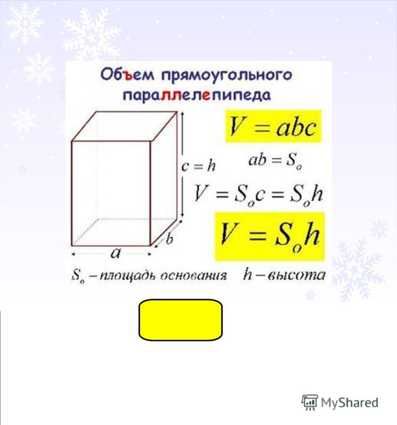 Формула нахождения объема комнаты