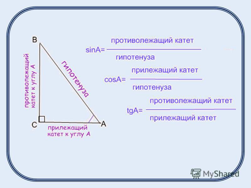 Катеты в прямоугольном треугольнике образуют угол какой. Катет и гипотенуза. Гипотенуза через катеты. Нахождение гипотенузы по катету и углу. Как найти противолежащий катет.