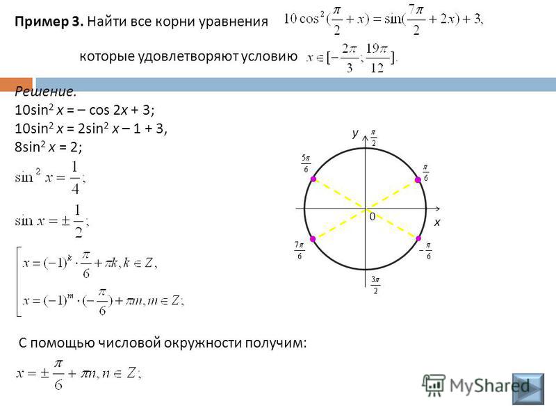 Sin2x 1 решить. Cosx 1 2 на окружности.