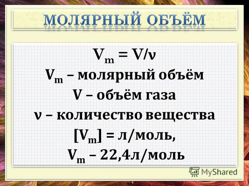 Количество вещества газа объемом