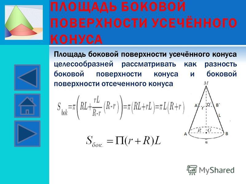 Как найти площадь боковой поверхности. Площадь поверхности конуса.