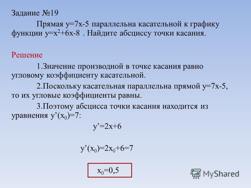 Касательная параллельна прямой