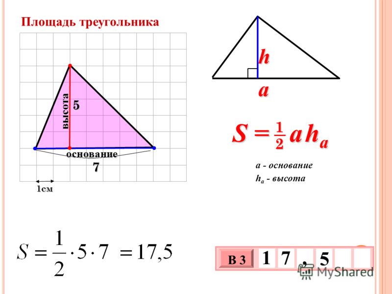 Найдите площадь треугольника по рисунку