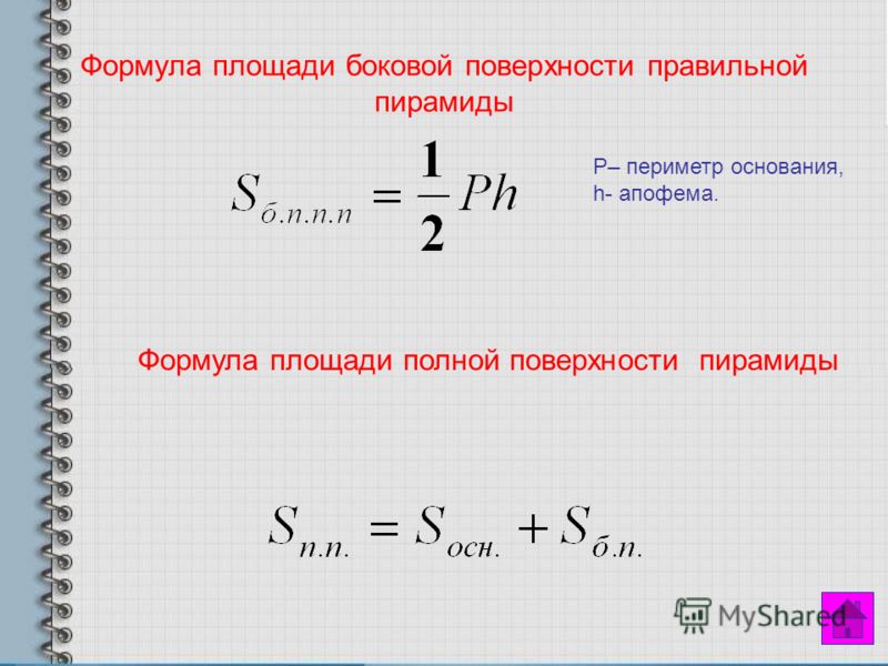 Формула площади населения