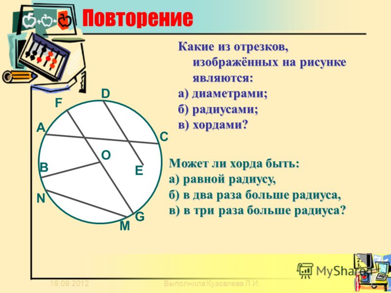 Отрезок проходящий через центр окружности