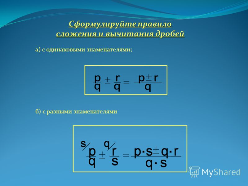 Презентация сложение и вычитание дробей с разными знаменателями