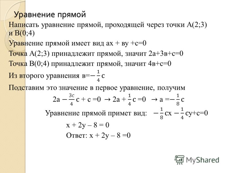 Составить уравнение прямой по рисунку