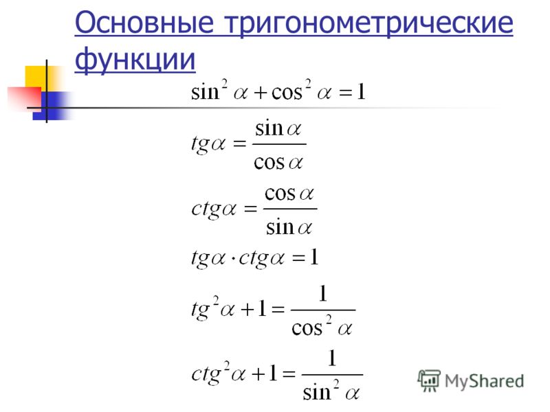 Основные формулы тангенса